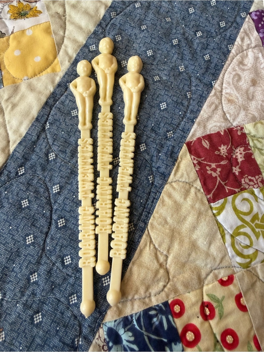 Vintage Roaring Twenties Novelty Swizzle Sticks Set of 3 Made USA